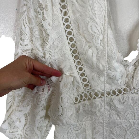 Hello Molly Time for You Mini Lace Crochet Dress Cottage Boho Bridal White Large - Picture 7 of 9